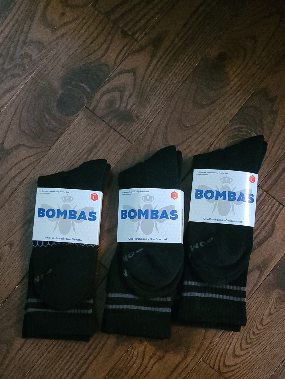 New 3 Pairs Bombas Mens Black Athletic Crew Dress Calf Socks  Large